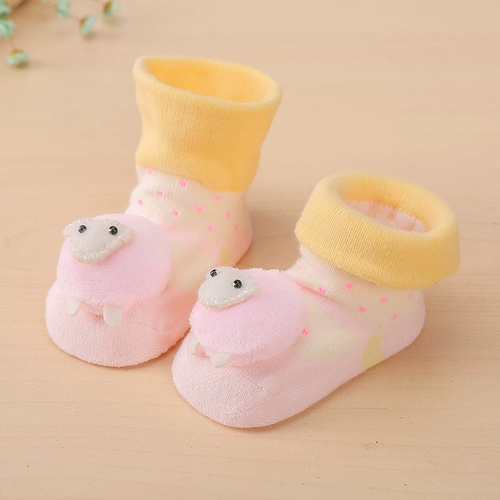 Детские хлопковые носки для новорожденных, мультяшная милая нескользящая кукла подходит для мужчин и женщин, 0-6-12 мес.