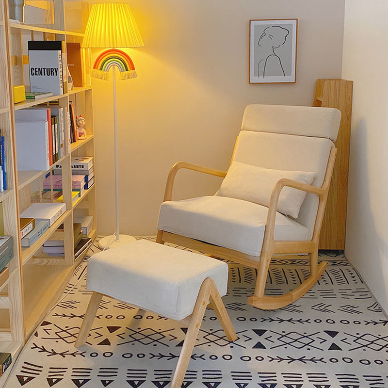 Nordic Simple Solid Wood Rocking Chair Home Casual Balcony Rocking Chair Sloth Sofa Big Old Single Deck Chair Rocking Chair