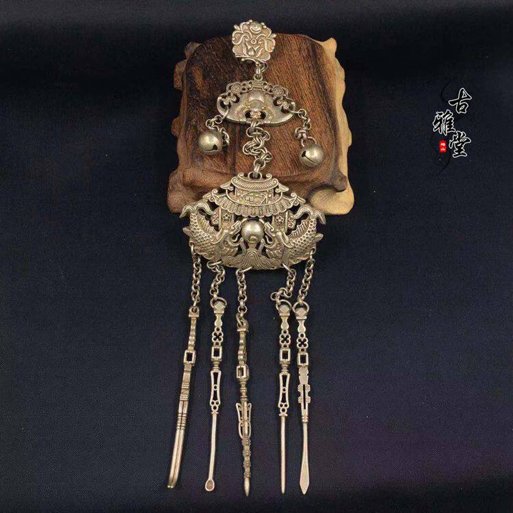 Antique Miscellaneous Collection Antique Fish Leaping Dragon Gate Silver Lock Piece Copper Lock Piece Wufu Silver Plated Silver Lock Pendant Special Promotion