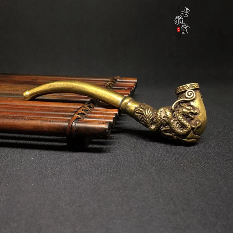 Vintage pure copper dragon and phoenix colorful old-fashioned brass old smoking gun cigarette bag welding cigarette gun cigarette mouthpiece dry smoking rod cigarette bag cigarette gun