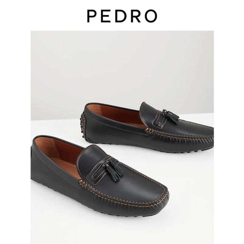 PEDRO Лоферы из телячьей кожи для мужчин, молния, кисточки, плоские мокасины PM1-65110221