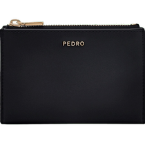 PEDRO cowhide leather bag new womens bag simple solid color multi-card slot short wallet PW4-16500037