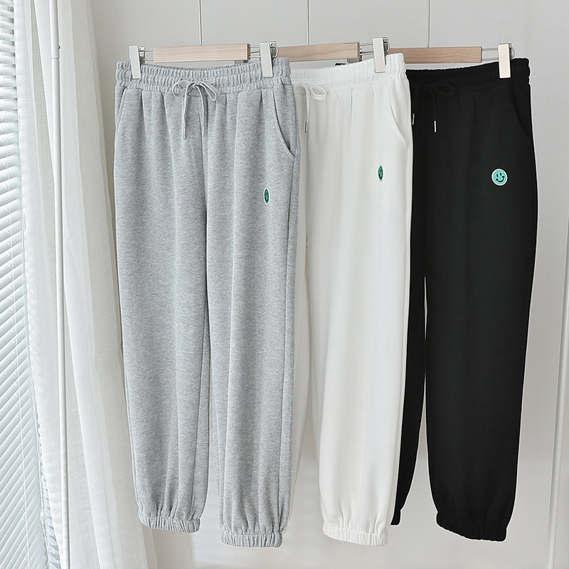 Autumn and winter fat sister sweatpants large size sweatpants women's loose and thin high waist 200 jin fat mm pear shape pants