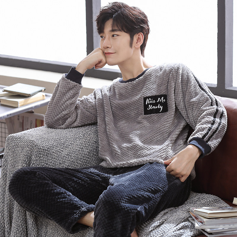 Coral velvet pajamas thickened in autumn and winter fashion fashion youth flannel winter home clothing leisure suit