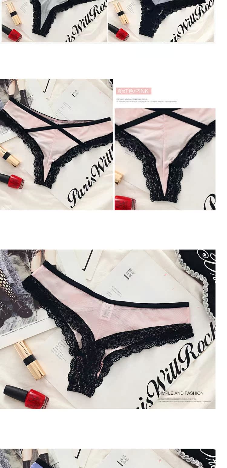MORGOMON Thong Đồ lót Nữ Eo thấp Tóm tắt Ren Quần T Quần cotton sinh viên gợi cảm TYW901 - G-string quan lot lot khe dẹp