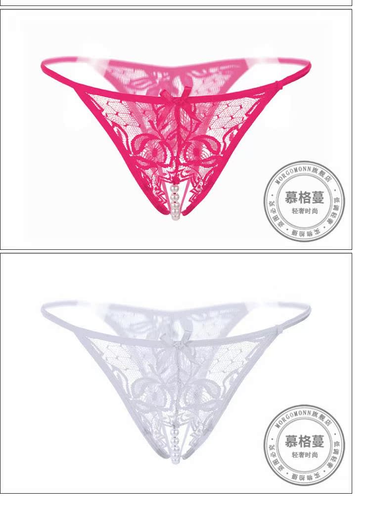 MORGOMON mới 4 thong nữ cảm giác t quần nữ trong suốt niềm đam mê mở ren ngọc trai XJY1011 - G-string sip nam