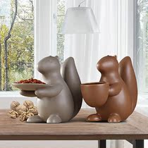 Ceramic home furnishings Nordic minimalist modern dining table coffee table creative decorations squirrel dried fruit plate ornaments