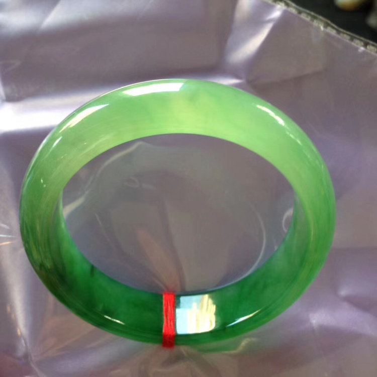 Ice jadeite bracelet yang green a goods old pit Myanmar jade original stone full of green floating flowers jade bracelet women's jade