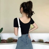 Белая приталенная сексуальная футболка, короткий рукав, коллекция 2022, в обтяжку