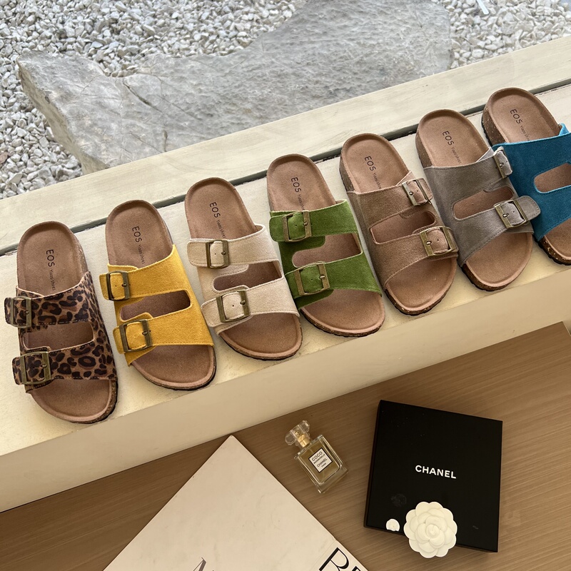 Zhou Yutong's Same Style Genuine Leather Birkenstock-Style Slippers for Women, 2026 Summer New Flat Soft-Soled Beach Outdoor Half-Slippers