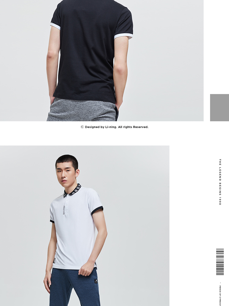 Li Ning nam tay ngắn 2019 mới áo khoác bóng rổ BAD FIVE áo khoác mùa hè áo thun cotton mùa hè - Áo polo thể thao ao polo nam