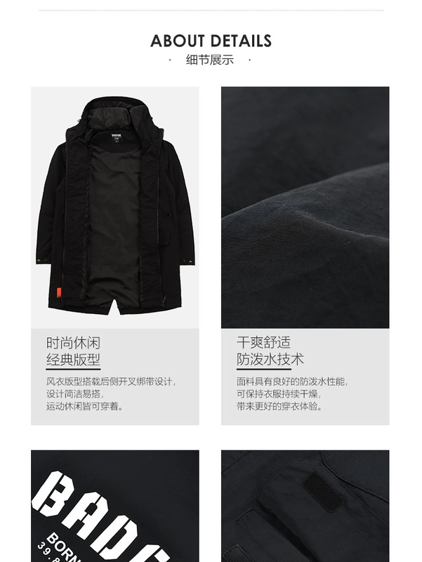 Li Ning trench coat nam 2019 mới BAD FIVE sê-ri bóng rổ cardigan dài tay áo khoác mùa xuân trùm đầu thể thao - Áo gió thể thao