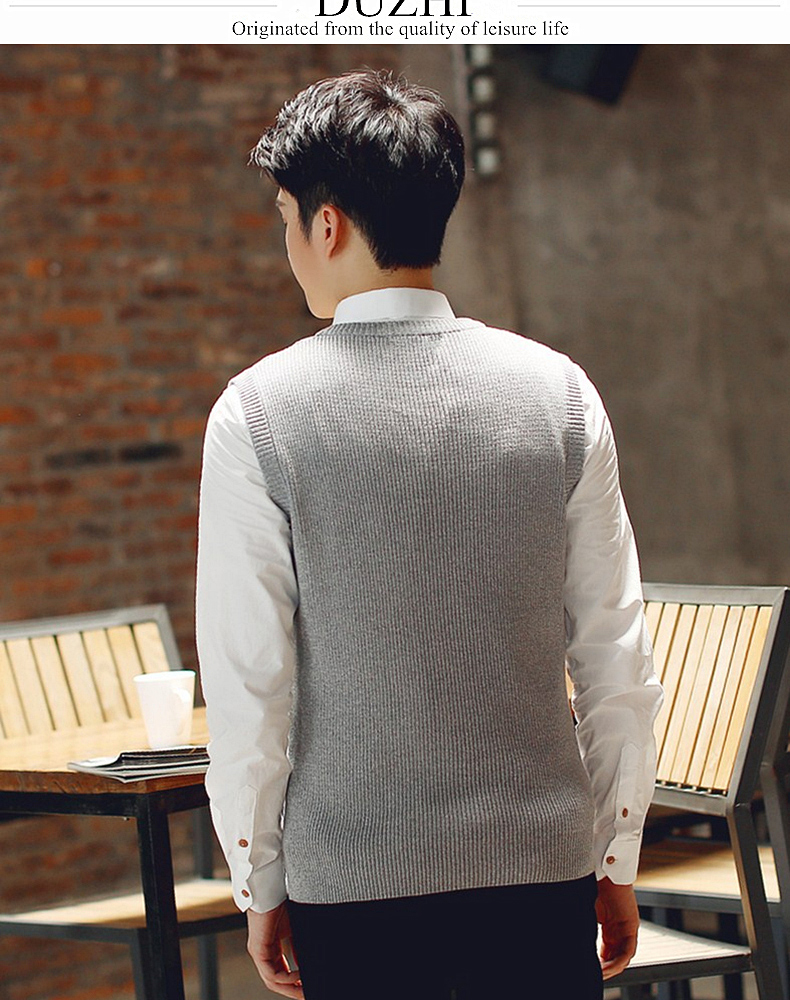 Áo len nam cổ chữ V áo len cổ lọ len len cotton Hàn Quốc Áo len nam không tay áo len màu rắn đồ vest nam