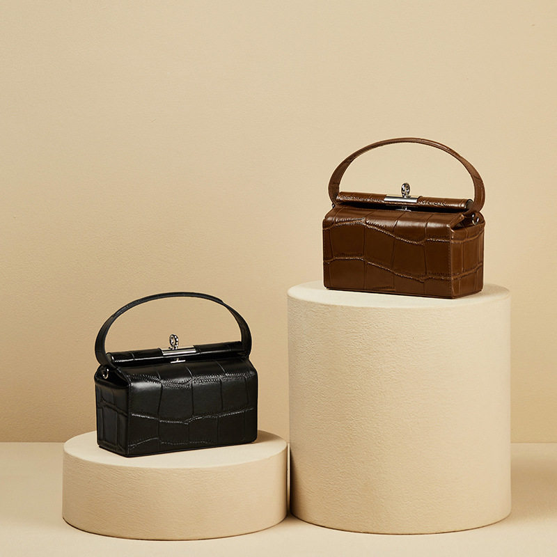 Commuting autumn and winter first layer leather stone pattern women's bag niche design fashion shoulder bag Korean handbag diagonal bag