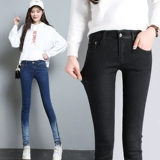 Джинсы, осенние штаны, эластичный карандаш, градиент, 2021 года, в обтяжку, по фигуре