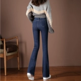 Мегафон, джинсы, весенние штаны, мягкие эластичные штаны-клёш, высокая талия, новая коллекция, по фигуре, облегающий крой