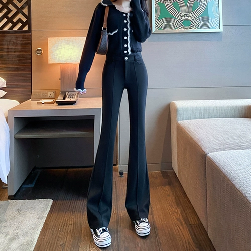 Утепленные шерстяные штаны-клёш, зимние белые удерживающие тепло штаны для отдыха, коллекция 2023, высокая талия