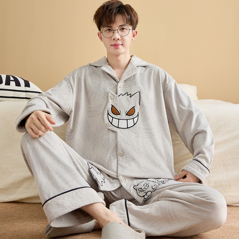 Island Velvet Men's Pajamas Autumn and Winter Coral Velvet Winter Style Youth Men's Plus Size Thin Velvet Home Wear Set