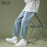 Синие осенние джинсы, летние штаны, повседневные брюки, в американском стиле, свободный прямой крой