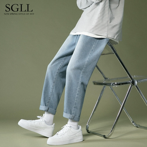 Синие осенние джинсы, летние штаны, повседневные брюки, в американском стиле, свободный прямой крой