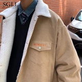 Tide, демисезонная утепленная куртка, вельветовый пуховик, с вышивкой, свободный крой