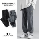 Вельветовые демисезонные штаны, джинсы с начесом, повседневные брюки, свободный крой