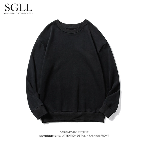 Мужская черная демисезонная толстовка, утепленный лонгслив, футболка, однотонная куртка, в американском стиле