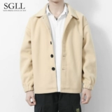 Демисезонное шерстяное пальто, мужская трендовая демисезонная осенняя зимняя куртка, универсальная бейсбольная форма, в корейском стиле