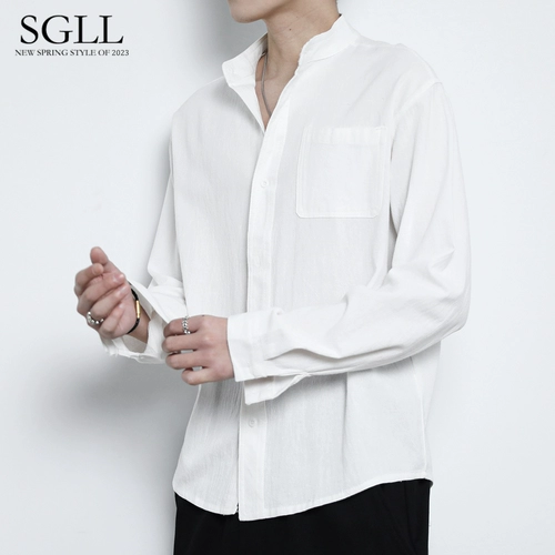 Рубашка, летняя куртка для отдыха, свободный крой, китайский стиль, из хлопка и льна