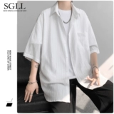 Шелковая летняя рубашка, черная униформа для отдыха, куртка, изысканный стиль