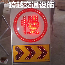  Road construction traffic warning signs signs LED solar signs flashing night lights round signs