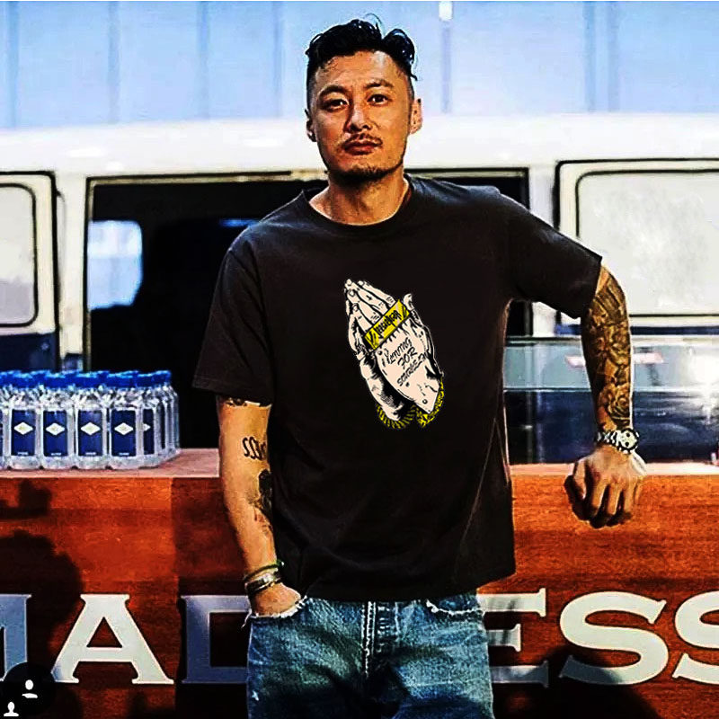 Hangstone Yuwenla Harbour Harbour Hand Hand Dry T-shirt Short sleeve male stamp half-sleeved cotton large size