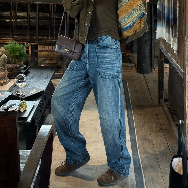 He He's "Patchwork Repairing" Autumn/Winter American Retro Fashion Versatile Heavy-Duty Denim Trousers Ph30036
