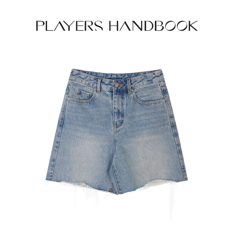He He's Blue Ruffle Hem Vintage Loose Slimming Washed Distressed Fashionable Five-Point Denim Shorts Ph3620 He He's Blue Ruffle Hem Vintage Loose Slimming Washed Distressed Fashionable Five-Point Denim Shorts Ph3620