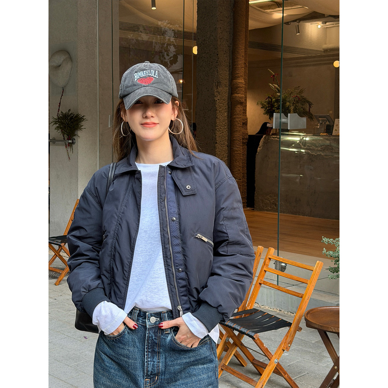 Ph《Structure Temperature》White Goose down Motorcycle Versatile Fashion Casual Trendy Jacket down Coat Ph2617