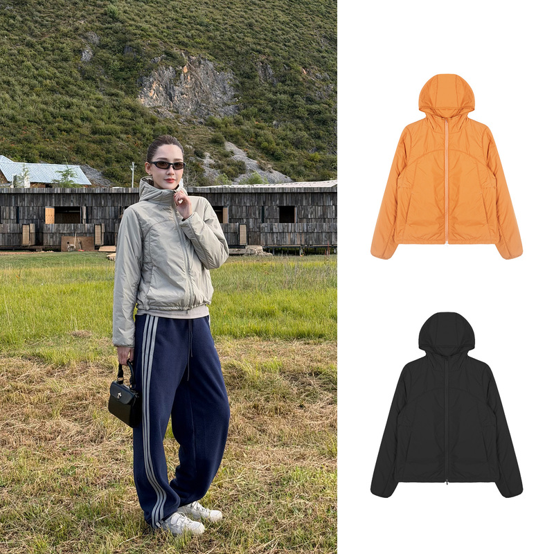 He He's Lightweight and Warm Autumn and Winter High-End Fashion Color-Block Versatile Fashionable Hooded Cotton Coat Ph6858