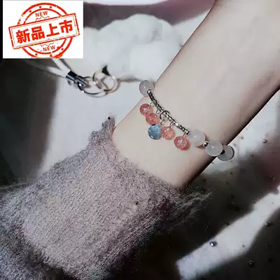 Rare goods super niche design Old Pit material natural Himalayan white crystal hand female strawberry crystal bracelet