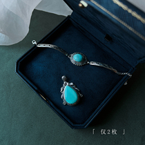 Retro court style only 2 original heavy industry inlaid turquoise bracelet pendant necklace men's and women's 925 silver