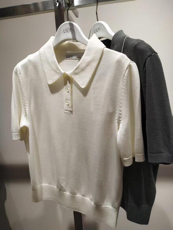 Lily 2026 New Spring Collection Genuine Knitwear Short-Sleeve Top with Pearls 126150Tk316
