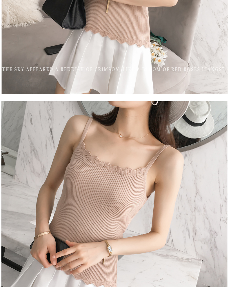 Mùa hè 2018 phiên bản Hàn Quốc mới của áo yếm bên trong áo len chạm đáy đoạn ngắn Slim gợi cảm mặc hàng đầu quần áo nữ