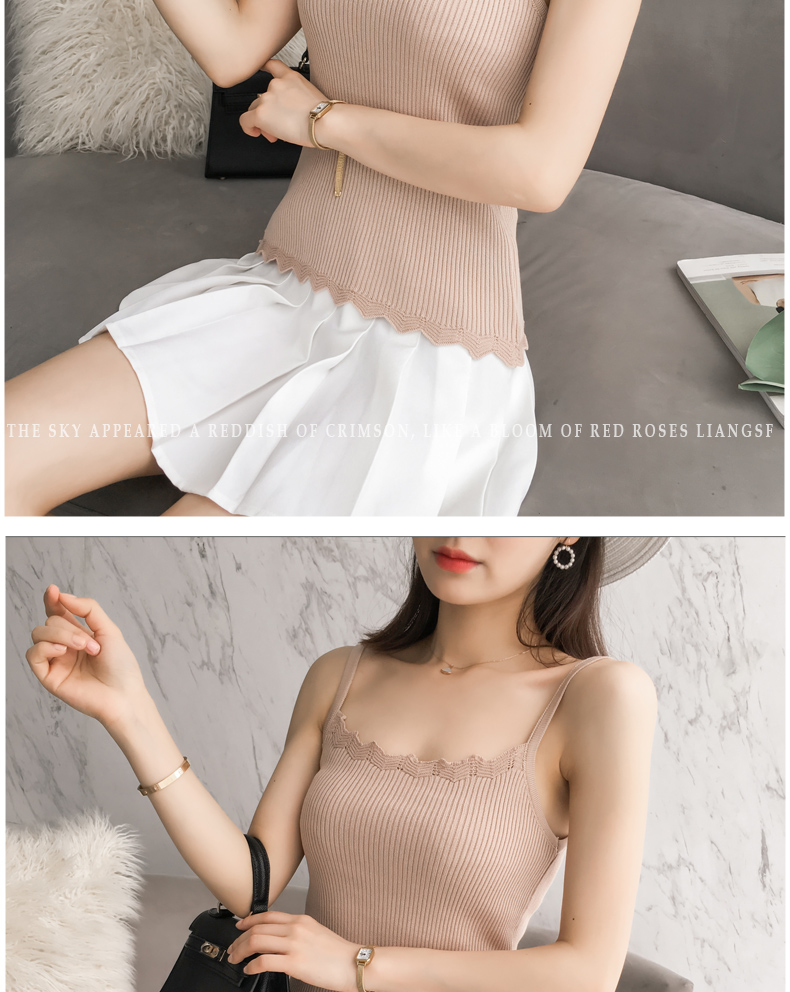 Mùa hè 2018 phiên bản Hàn Quốc mới của áo yếm bên trong áo len chạm đáy đoạn ngắn Slim gợi cảm mặc hàng đầu quần áo nữ