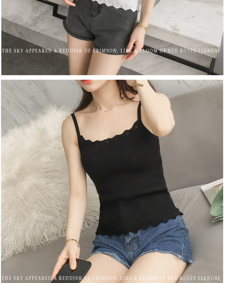 Mùa hè 2018 phiên bản Hàn Quốc mới của áo yếm bên trong áo len chạm đáy đoạn ngắn Slim gợi cảm mặc hàng đầu quần áo nữ