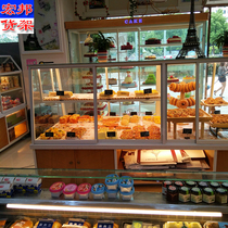 Cake cabinet display cabinet shelf side Island cabinet biscuit bread cabinet medium iron solid wood baking paint bread baking display cabinet