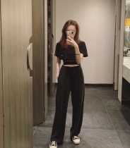 AW black casual wide leg pants spot