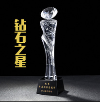 Crystal Diamond Trophy Customized Crystal Medal Lettering Team Excellent Staff Commendation Creative Awards Annual Meeting Awards