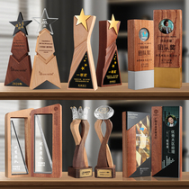 High-end Wooden Crystal Trophy custom creative medal Authorized Pendulum Event Annual Meeting Honorary Plaque Enterprise Employee Trophy
