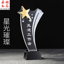 Crystal Trophy Medal Metal Pentagram Chicken Head Medal Custom Lettering Company Business Conference Competition Memorabilia