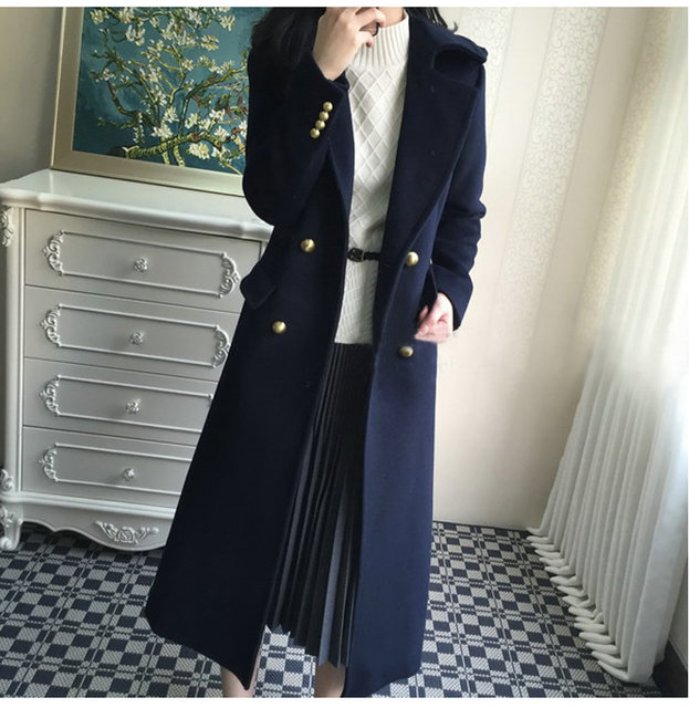 Sales Department Hotel Work Clothes Coat Women's Winter Cotton Professional Temperament High-end Black Woolen Coat Women's Mid-Length