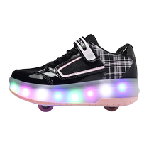 Breathable luminous girls walking shoes for summer childrens flashing double-wheel invisible roller skates for big children and girls walking shoes