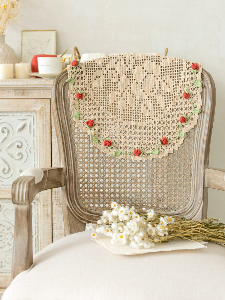 Sister Su Su’s rose lace flower cushion to pass the time, handmade diy crochet yarn ball material package